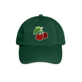 Rote Kirschen – Fruchtige Pop-Illustration - Baseballkappe - Flaschengrün - Vorne
