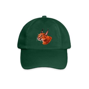 Feuriges karakal design,  Wildkatzenkopf - Baseballkappe - Flaschengrün - Vorne