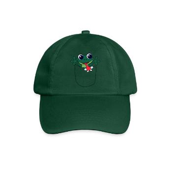 Frosch in Brusttasche – lustiges Tierdesign - Baseballkappe - Flaschengrün - Vorne