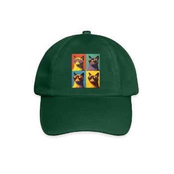 Coole Pop-Art Grump Katze mit Sonnenbrille - Baseballkappe - Flaschengrün - Vorne