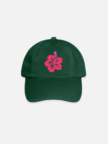 Leuchtend rosa tropische Hibiskusblüte - Baseballkappe - Flaschengrün
