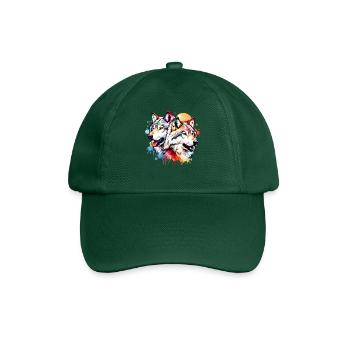 Grauwolf Geschenk - Baseballkappe - Flaschengrün - Vorne