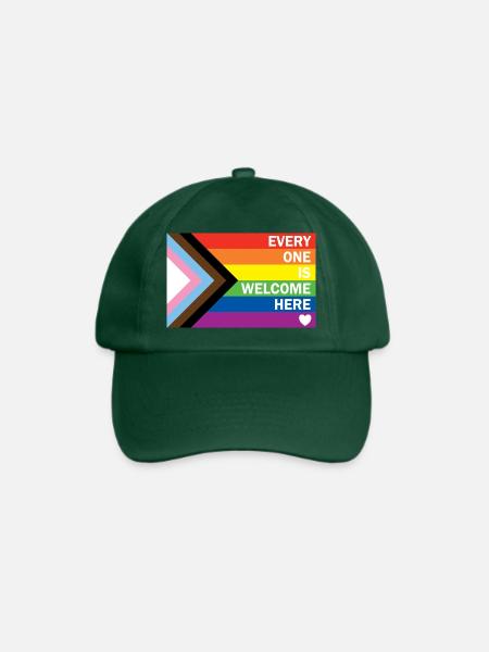 Progress Pride Flag – Everyone Is Welcome Here - Baseballkappe - Flaschengrün