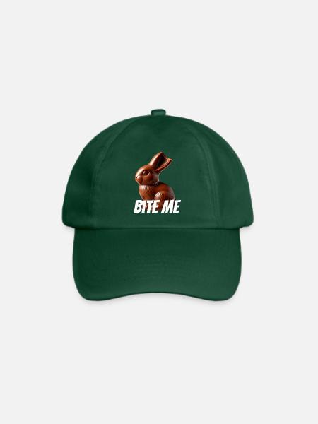 🍫 Bite Me – Lustiger Schokoladenhase 🐰 - Baseballkappe - Flaschengrün