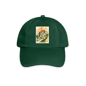 Wanderer und Trailerin - Berge und Natur Design  - Baseballkappe - Flaschengrün - Vorne