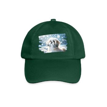 Wintertraum mit einem süßen Shih Tzu im Schnee - Baseballkappe - Flaschengrün - Vorne