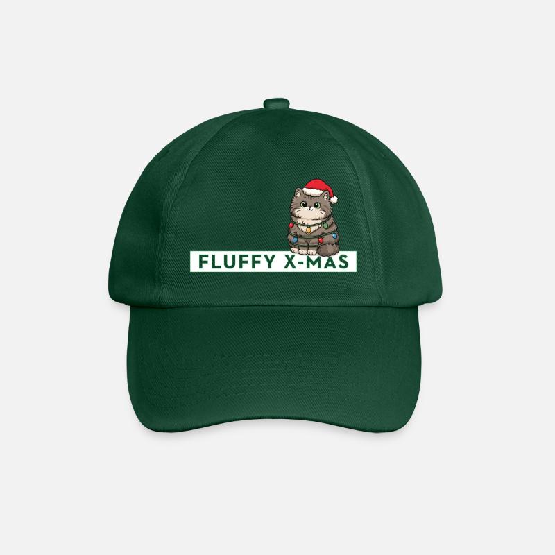 Fluffy X-Mas – Süße Katze Weihnachten Spruch - Baseballkappe - Flaschengrün
