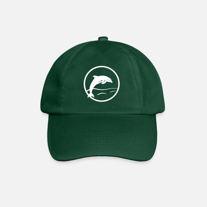Dauphin comme un logo similaire à tampon / gravure sur bois - Casquette classique - vert bouteille