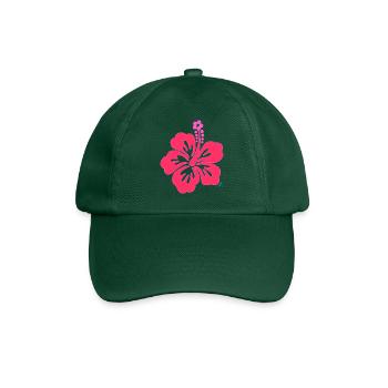 Bright Pink Tropical Hibiscus Flower - Baseball Cap - bottle green - Front