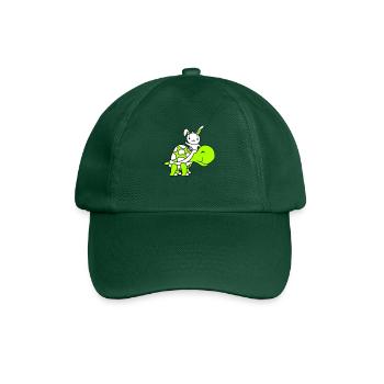 Bunny Big Giant Turtle Riding Waving Cute - Baseball Cap - bottle green - Front