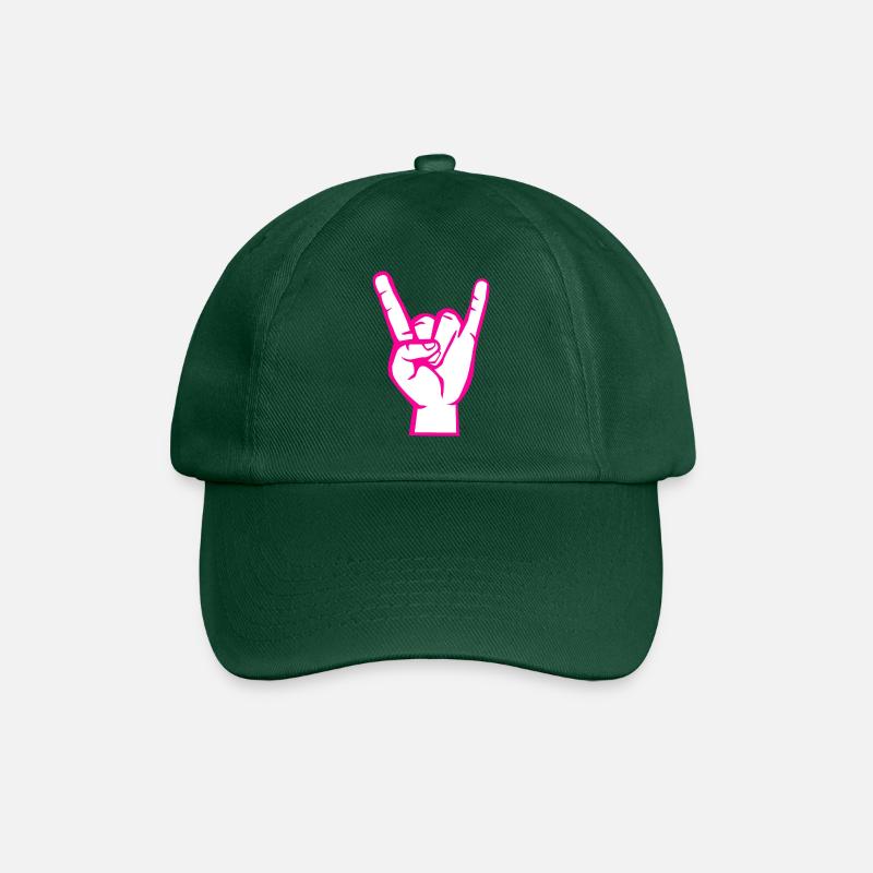 Hand mit Rock- Metal -Satan Symbol Pink - Baseballkappe - Flaschengrün