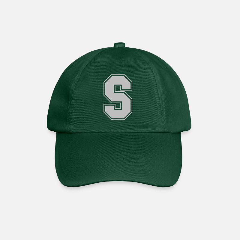 Monogramm Grey Green College House Initial S - Baseballkappe - Flaschengrün