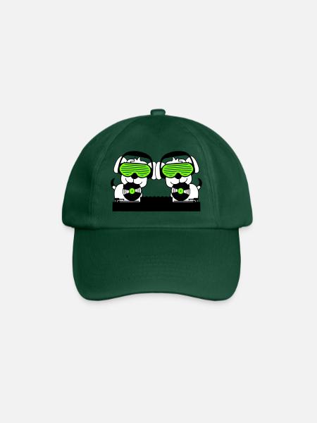 2 Dogs DJ Vinyl Record Club Disco Music Duo - Baseball Cap - bottle green