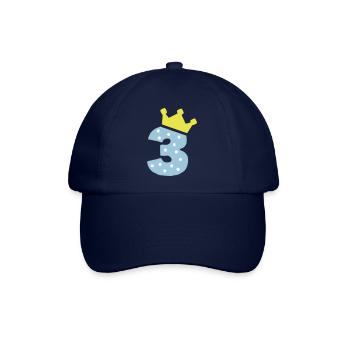 3 Krone 3 Geburtstag 3 Jahre - Baseballkappe - Blau/Blau - Vorne