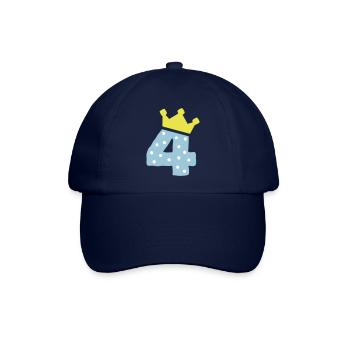 4 Krone 4 Geburtstag 4 Jahre - Baseballkappe - Blau/Blau - Vorne