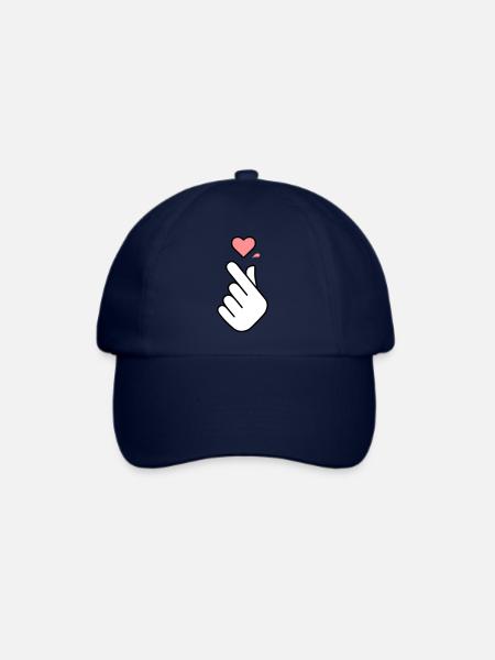 K-Pop Hand Symbol mit Herz - Baseballkappe - Blau/Blau