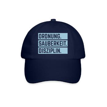 Ordnung Sauberkeit Disziplin, Deutsche Tugenden 1C - Baseballkappe - Blau/Blau - Vorne