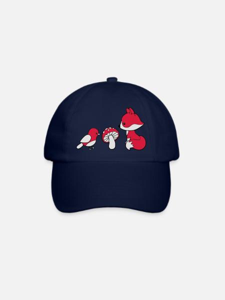 Fuchs Pilz Vogel - Baseballkappe - Blau/Blau