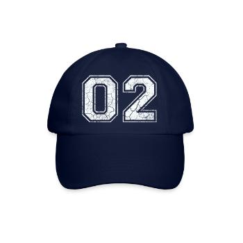 02 in weiß im Vintage-Look - Baseballkappe - Blau/Blau - Vorne