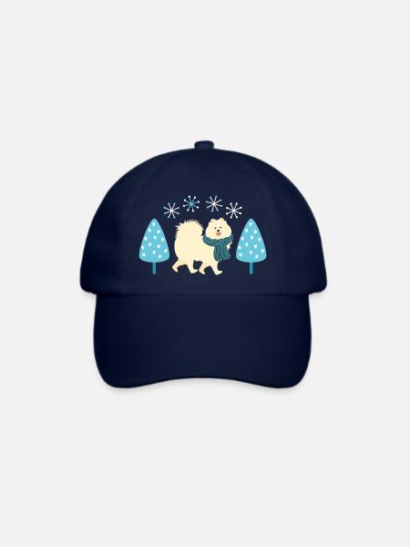 Süßer Samojedenhund im Winter - Baseballkappe - Blau/Blau