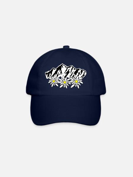 Berge und Edelweiss - Baseballkappe - Blau/Blau