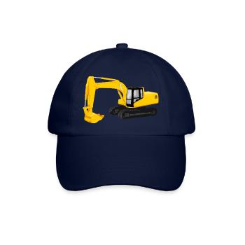 gelbes Bagger-Schwermaschinen-Stil im Cartoon-Stil - Baseballkappe - Blau/Blau - Vorne