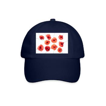 MOHNBLUME Rot Weiss - Baseballkappe - Blau/Blau - Vorne