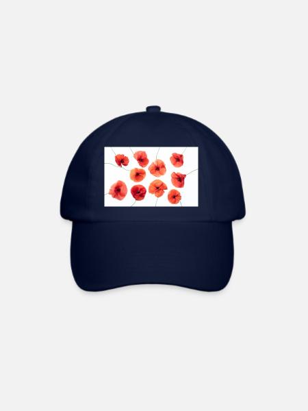 MOHNBLUME Rot Weiss - Baseballkappe - Blau/Blau
