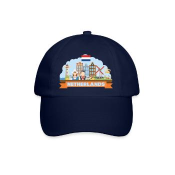 Niederlande Reise-Flat-Komposition - Baseballkappe - Blau/Blau - Vorne