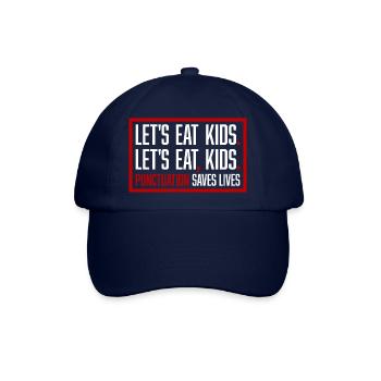Let's Eat Kids Interpunktion rettet Leben Lustiges Gramm - Baseballkappe - Blau/Blau - Vorne