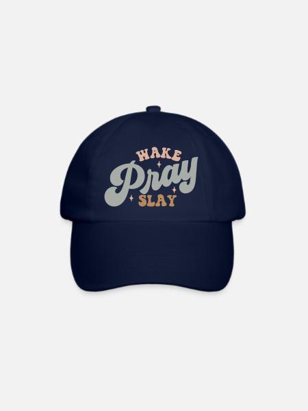 wake, pray, slay - Baseballkappe - Blau/Blau