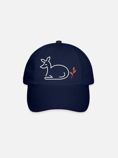 Ruhendes Reh – Minimalistische Linienkunst - Baseballkappe - Blau/Blau