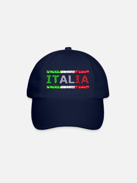Italien Text und Fahne als Streifen low poly - Baseballkappe - Blau/Blau