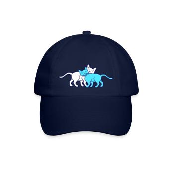 2 Glückliche Katzen Pärchen Freunde Schmusen Paar - Baseballkappe - Blau/Blau - Vorne