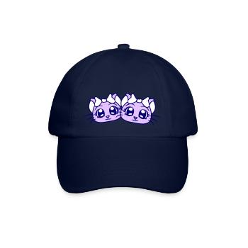 2 Süße Mädchen Katzen Hübsche Schleife Freundinnen - Baseballkappe - Blau/Blau - Vorne