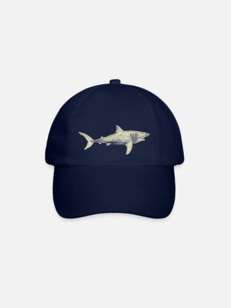 Weißer Hai Haie Meer Haiflosse Ozean Silhouette01 - Baseballkappe - Blau/Blau