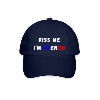 Küss mich, ich bin französisch, blau, weiß, rot - Baseballkappe - Blau/Blau - Vorne