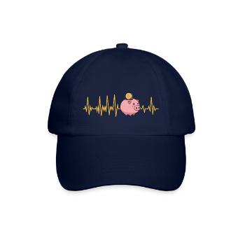 Sparschwein EKG Herzschlag Sparer Geld Sparen - Baseballkappe - Blau/Blau - Vorne
