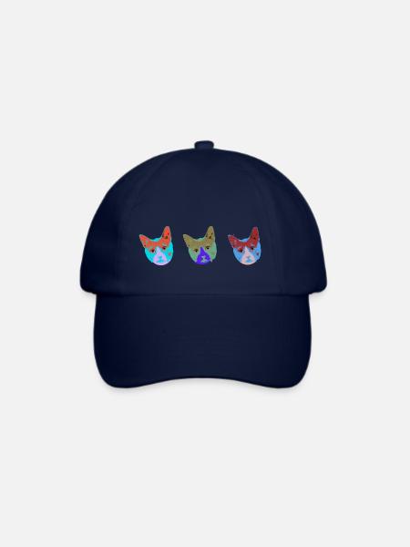 katzen gesichter,3 katzen,warhol, katzenkopf,katze - Baseballkappe - Blau/Blau