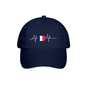 Frankreich Flagge Heartbeat - Baseballkappe - Blau/Blau - Vorne