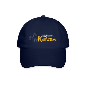 Verliebt in Katzen | Katzen Mitbringsel Souvenir - Baseballkappe - Blau/Blau - Vorne