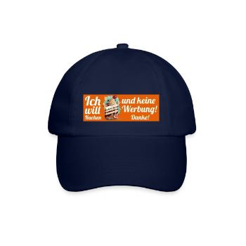 Ich will Kuchen und keine Werbung! Keine Werbung! - Baseballkappe - Blau/Blau - Vorne