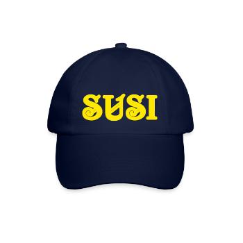 Vintage Text Susi gelber Text - Baseballkappe - Blau/Blau - Vorne
