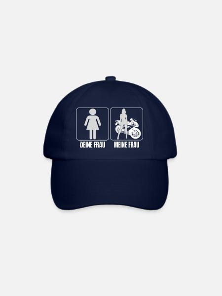 Motorrad - Meine Frau - T-Shirt - Baseballkappe - Blau/Blau