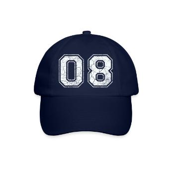 08 in weiß im Vintage-Look - Baseballkappe - Blau/Blau - Vorne