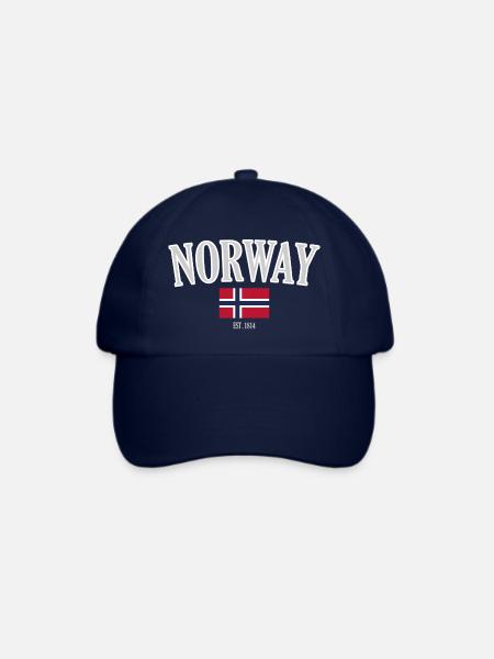 Norwegen Flagge mit Est. 1814 Design - Baseballkappe - Blau/Blau