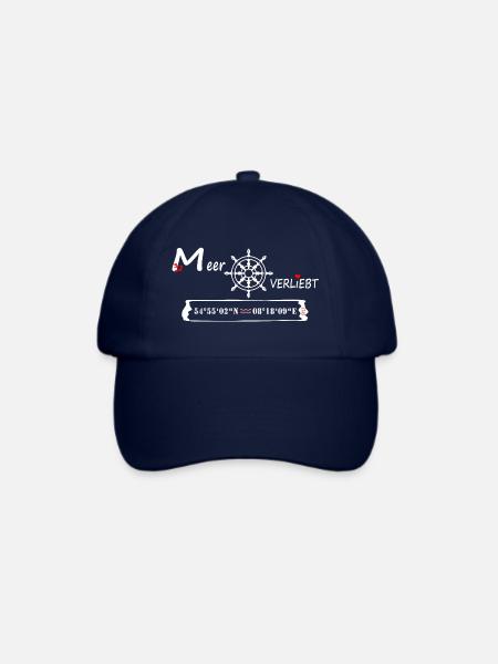 Sylt - MeerVERLIEBT - (Koordinaten und Ortsname) - Baseballkappe - Blau/Blau