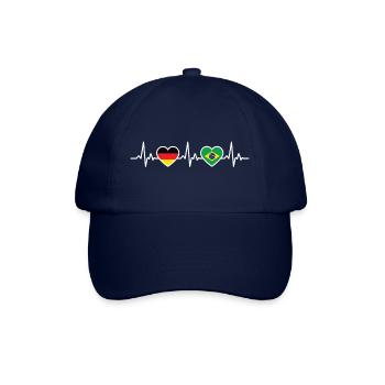 Brasilien Deutschland Herzschlag Flagge Brasili - Baseballkappe - Blau/Blau - Vorne