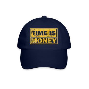 Zeit ist Geld – Gelb-schwarzes Kontrastdesign - Baseballkappe - Blau/Blau - Vorne