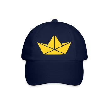 Maritimes Papierschiff Origami Boot Geschenk - Baseballkappe - Blau/Blau - Vorne